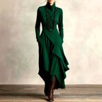 Elysia - Women's High Neck Cross-Front Maxi Dress