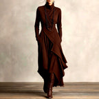 Elysia - Women's High Neck Cross-Front Maxi Dress