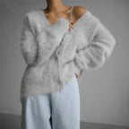 Emery - Women's Fuzzy V-Neck Cardigan