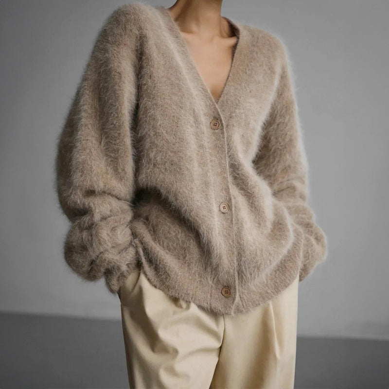 Emery - Women's Fuzzy V-Neck Cardigan