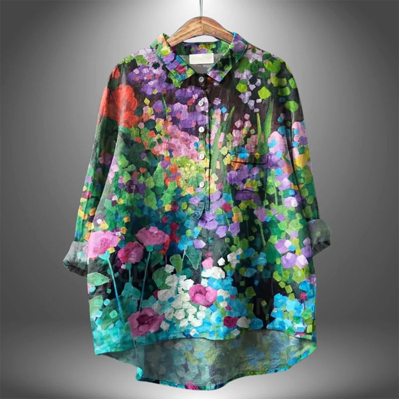 Emma - Women's Floral Print Button-Up Shirt