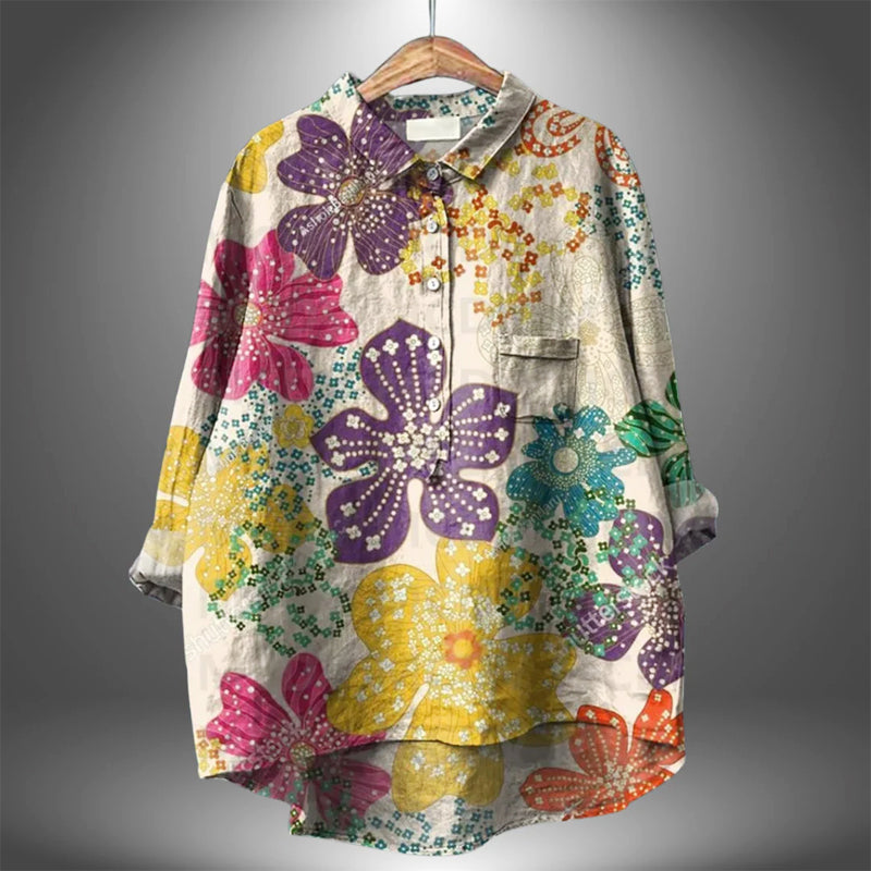 Emma - Women's Floral Print Button-Up Shirt