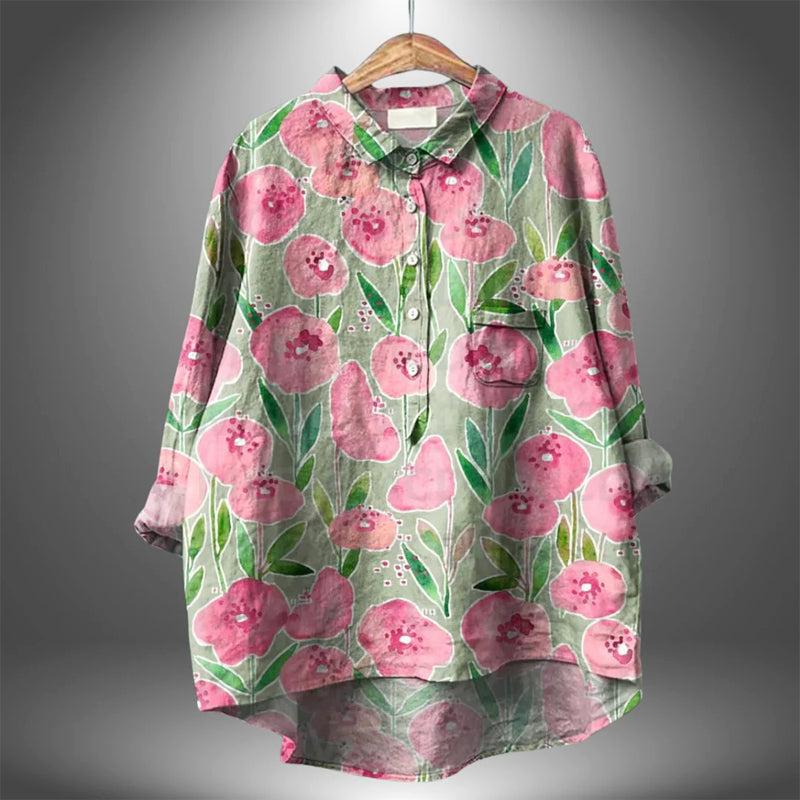 Emma - Women's Floral Print Button-Up Shirt