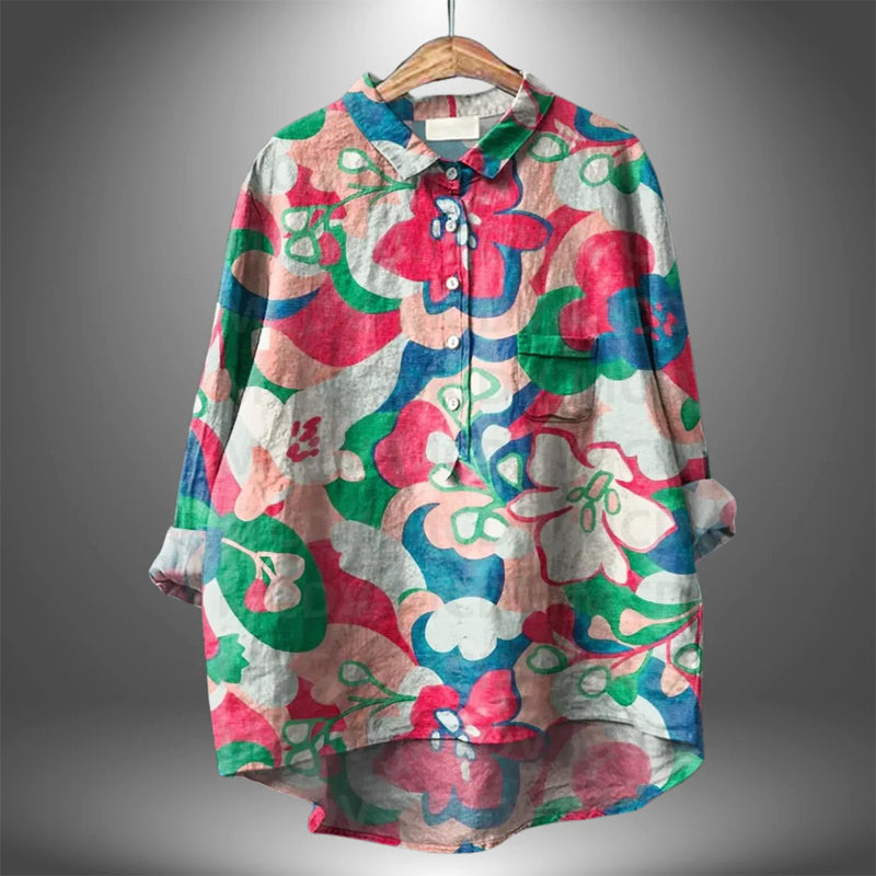 Emma - Women's Floral Print Button-Up Shirt