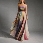 Emory - Women's Pleated Multicolor Maxi Dress