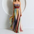 Emory - Women's Pleated Multicolor Maxi Dress