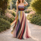 Emory - Women's Pleated Multicolor Maxi Dress