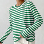 Esmeralda - Women's Striped Long Sleeve Crew Neck Shirt