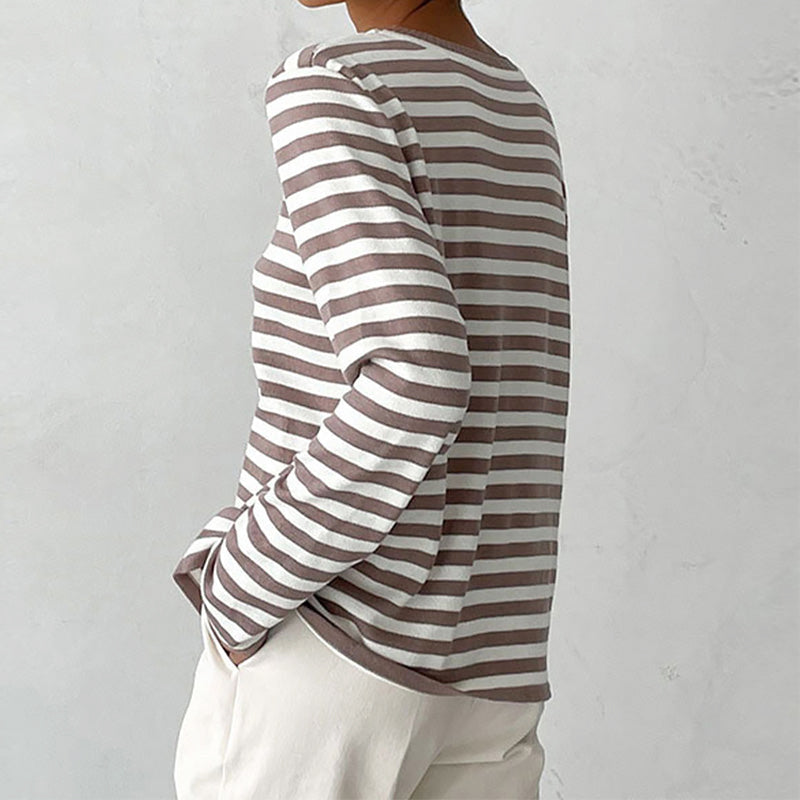 Esmeralda - Women's Striped Long Sleeve Crew Neck Shirt