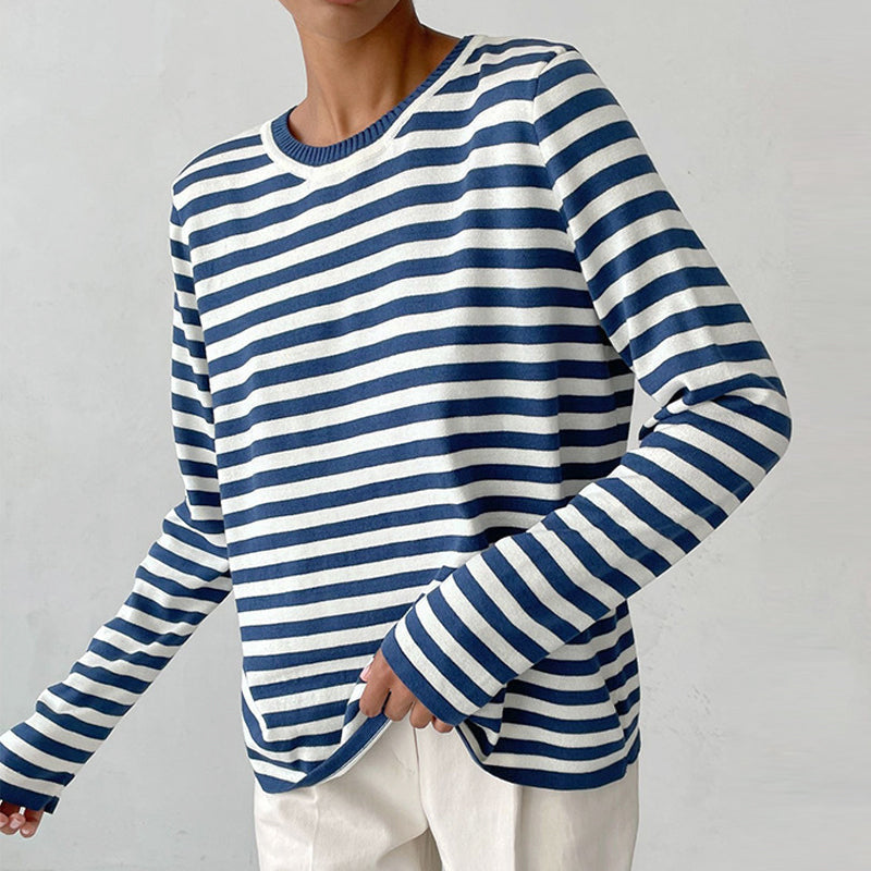Esmeralda - Women's Striped Long Sleeve Crew Neck Shirt