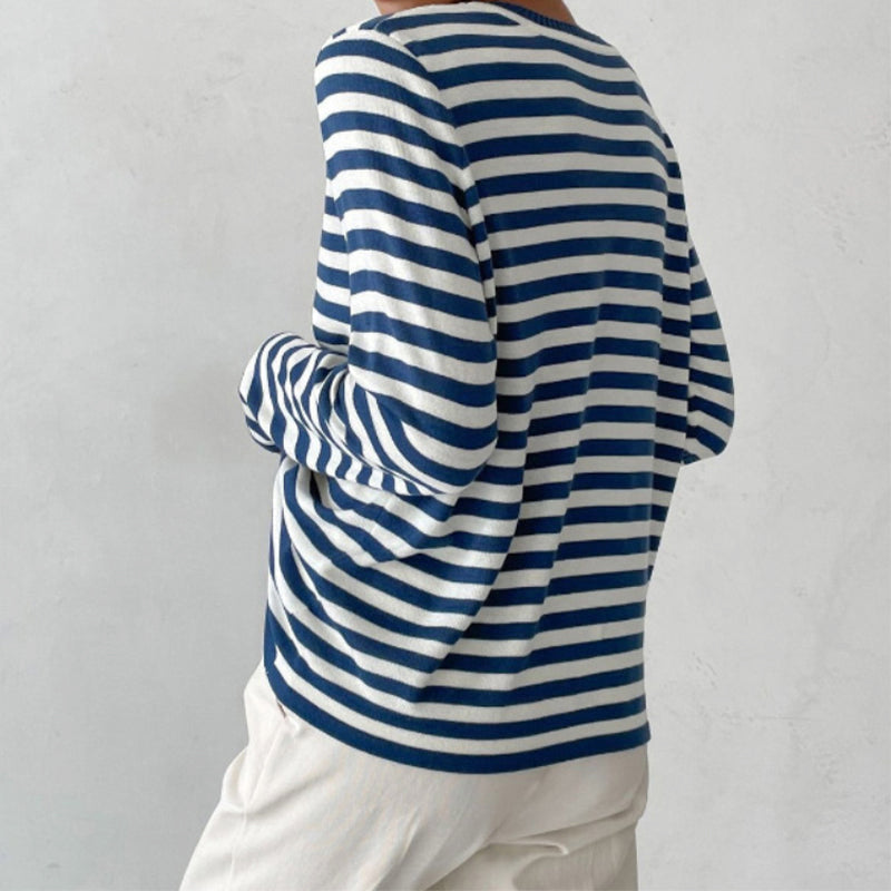 Esmeralda - Women's Striped Long Sleeve Crew Neck Shirt