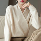 Eudora - Women's Cashmere Crossover V-Neck Knit Sweater