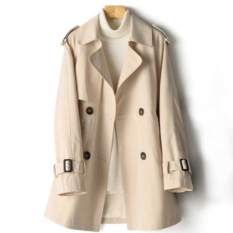 Faye - Women's Double-Breasted Short Trench Coat