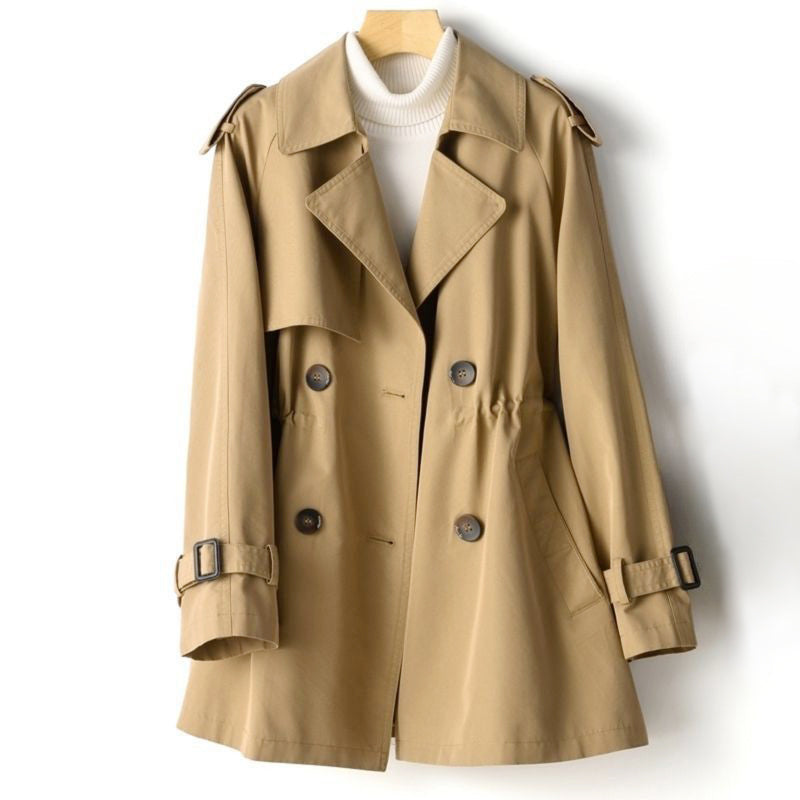Faye - Women's Double-Breasted Short Trench Coat