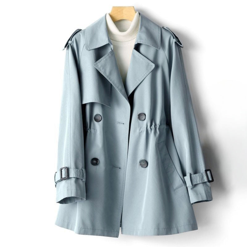 Faye - Women's Double-Breasted Short Trench Coat