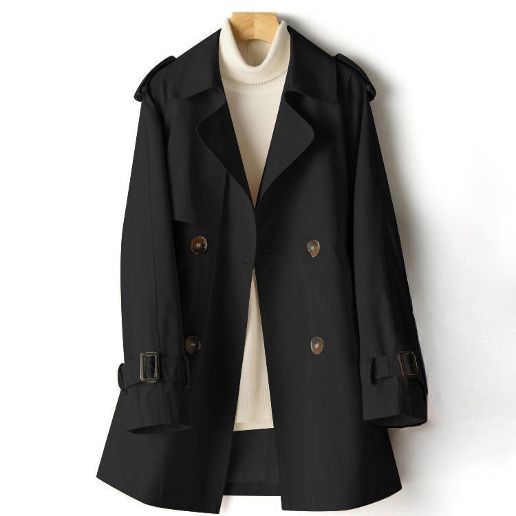 Faye - Women's Double-Breasted Short Trench Coat