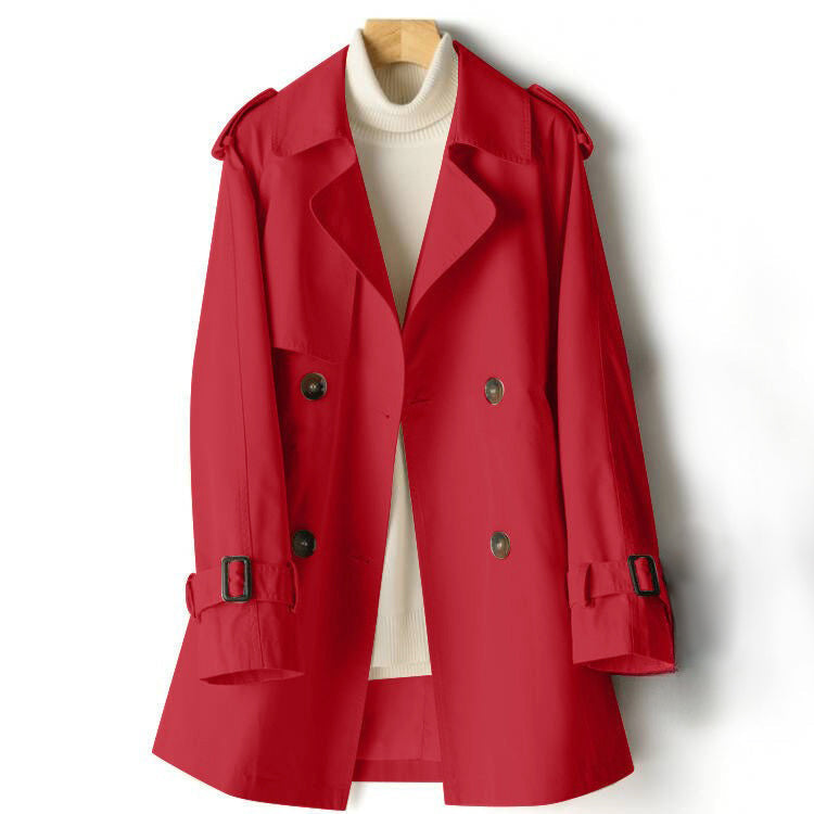 Faye - Women's Double-Breasted Short Trench Coat