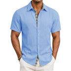 Felix - Men's Plaid Trim Short Sleeve Button-Up Shirt