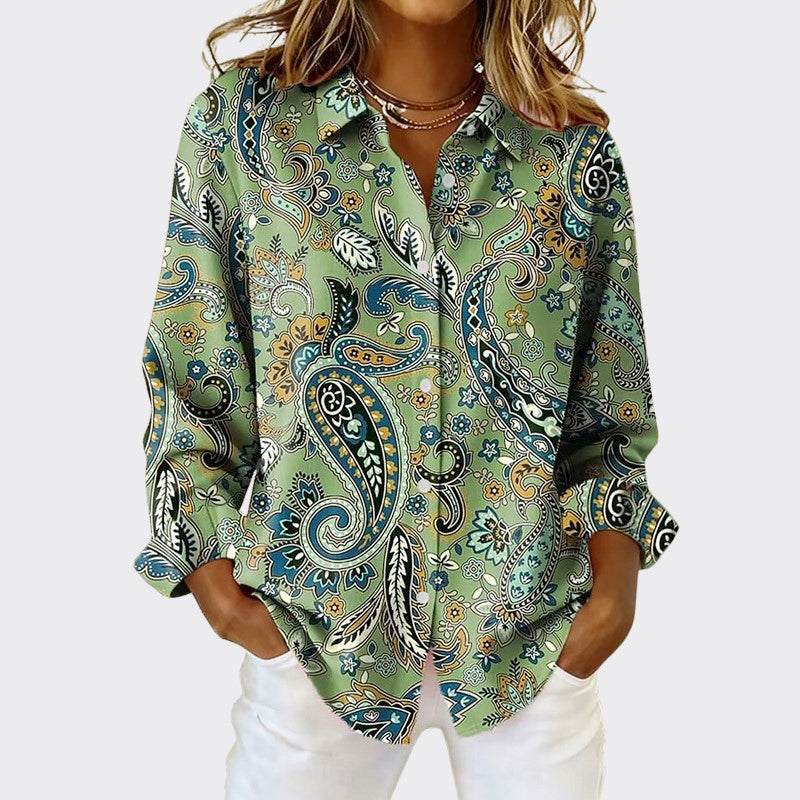 Finley - Women's Paisley Print Button-Down Shirt
