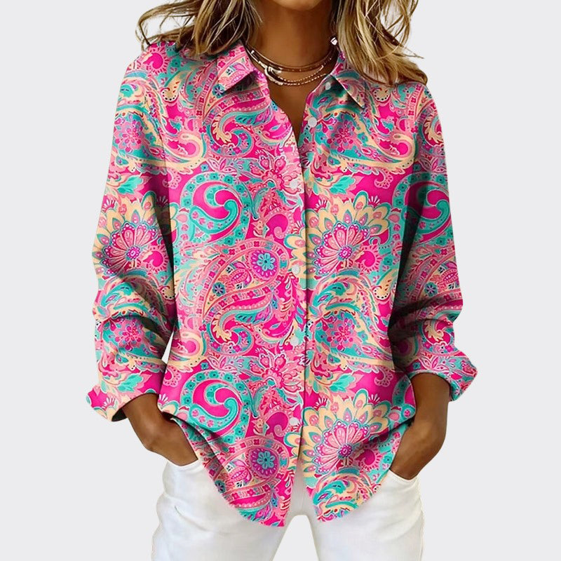 Finley - Women's Paisley Print Button-Down Shirt
