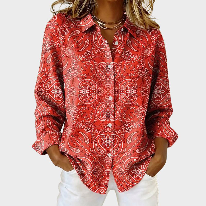 Finley - Women's Paisley Print Button-Down Shirt