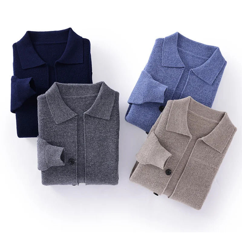 Finn - Men's Merino Wool Button-Front Cardigan