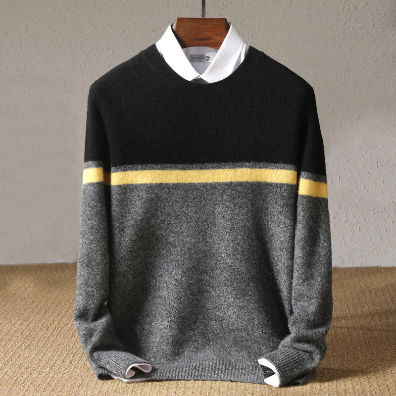 Fred - Men's Color Block Crew Neck Knit Sweater