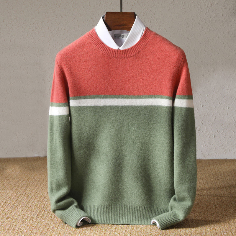 Fred - Men's Color Block Crew Neck Knit Sweater