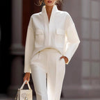 Frida - Women's Stand Collar Tapered Pants Set