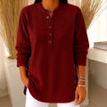 Geneva - Women's Corduroy V-Neck Loose Fit Long Sleeve Top