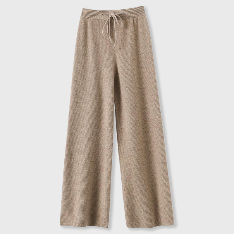 Georgia - Women's Ribbed Cashmere Wide-Leg Pants