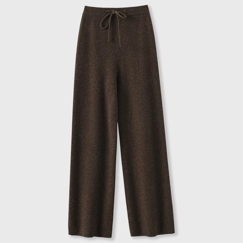 Georgia - Women's Ribbed Cashmere Wide-Leg Pants