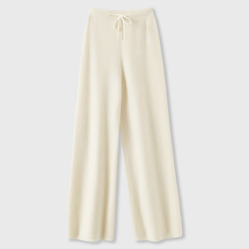 Georgia - Women's Ribbed Cashmere Wide-Leg Pants