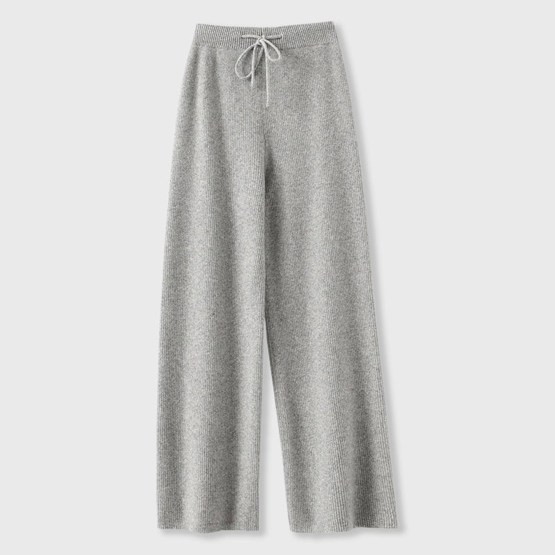Georgia - Women's Ribbed Cashmere Wide-Leg Pants