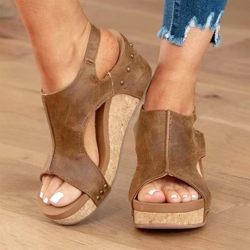 Georgia - Women's Platform Wedge Sandals