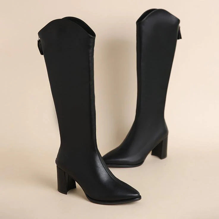 Gracie - Women's Knee-High Boots with Side Zip
