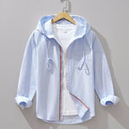 Gray -  Men's Lightweight Hooded Zip-Up Shirt