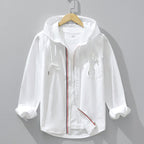Gray -  Men's Lightweight Hooded Zip-Up Shirt