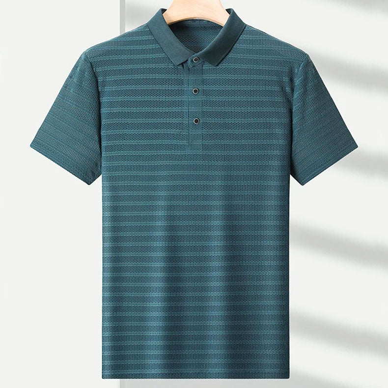 Griffin - Men's Textured Knit Short Sleeve Polo Shirt