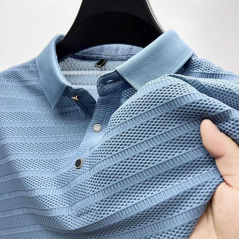 Griffin - Men's Textured Knit Short Sleeve Polo Shirt