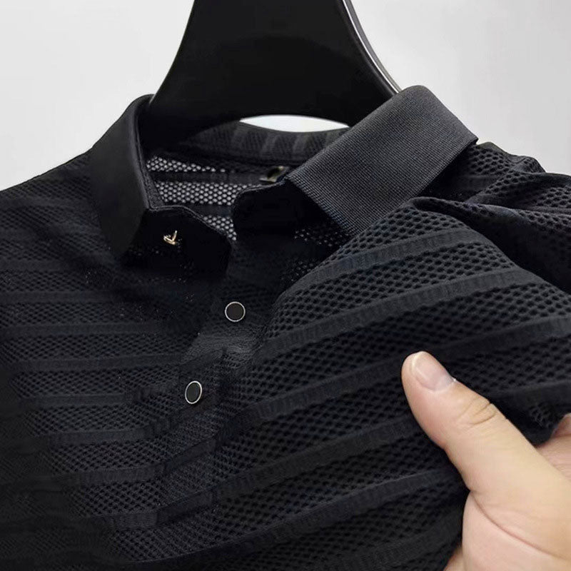 Griffin - Men's Textured Knit Short Sleeve Polo Shirt