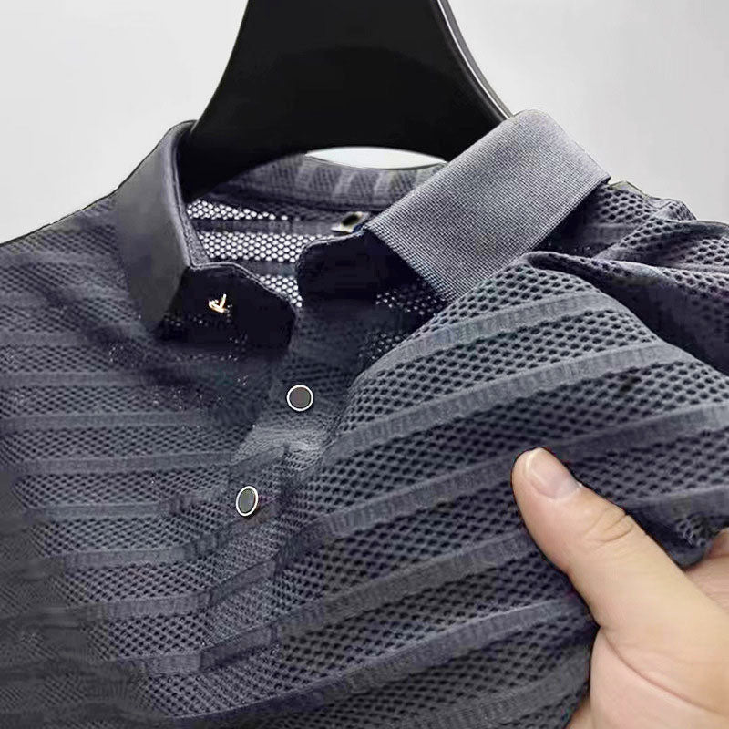 Griffin - Men's Textured Knit Short Sleeve Polo Shirt