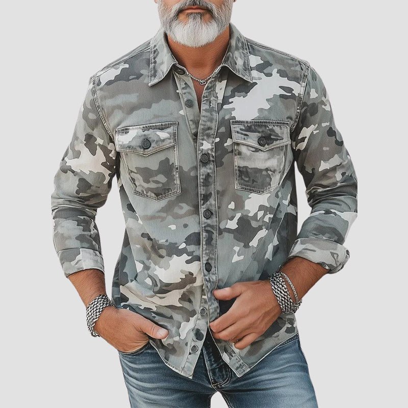 Harley - Men's Camouflage Button-Front Long Sleeve Shirt