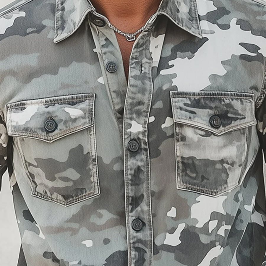 Harley - Men's Camouflage Button-Front Long Sleeve Shirt