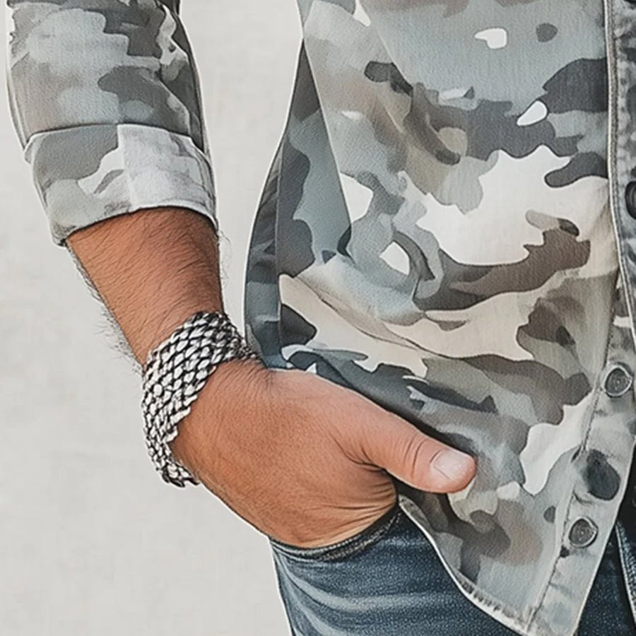 Harley - Men's Camouflage Button-Front Long Sleeve Shirt