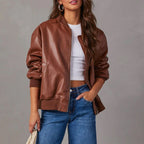 Harper - Women's Oversized Bomber Leather Jacket