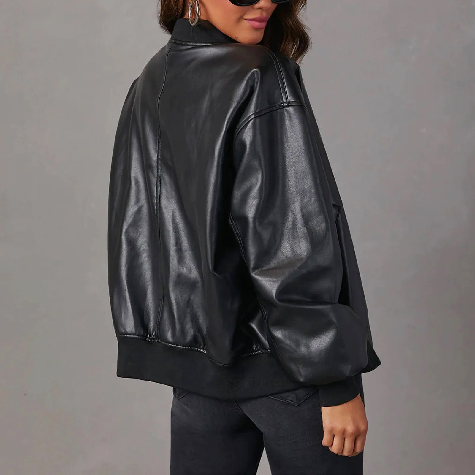 Harper - Women's Oversized Bomber Leather Jacket