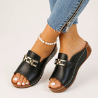 Haven - Women's Decorative Buckle Slide Sandals