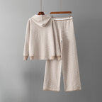 Heart - Women's Geometric Knit Hoodie & Wide Leg Pants Set