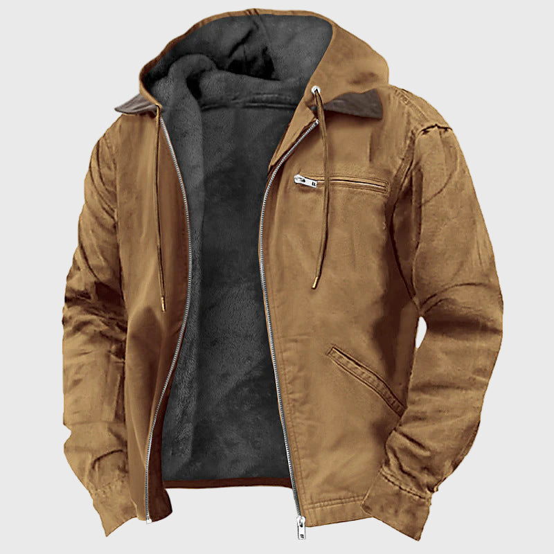 Heliot - Men's Fleece-Lined Hooded Canvas Jacket